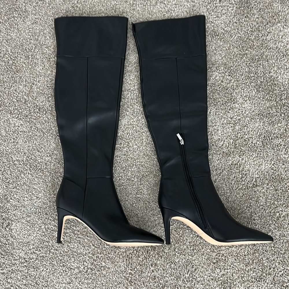 Marc Fisher Black Heeled Knee-High Boots - Picture 6 of 7